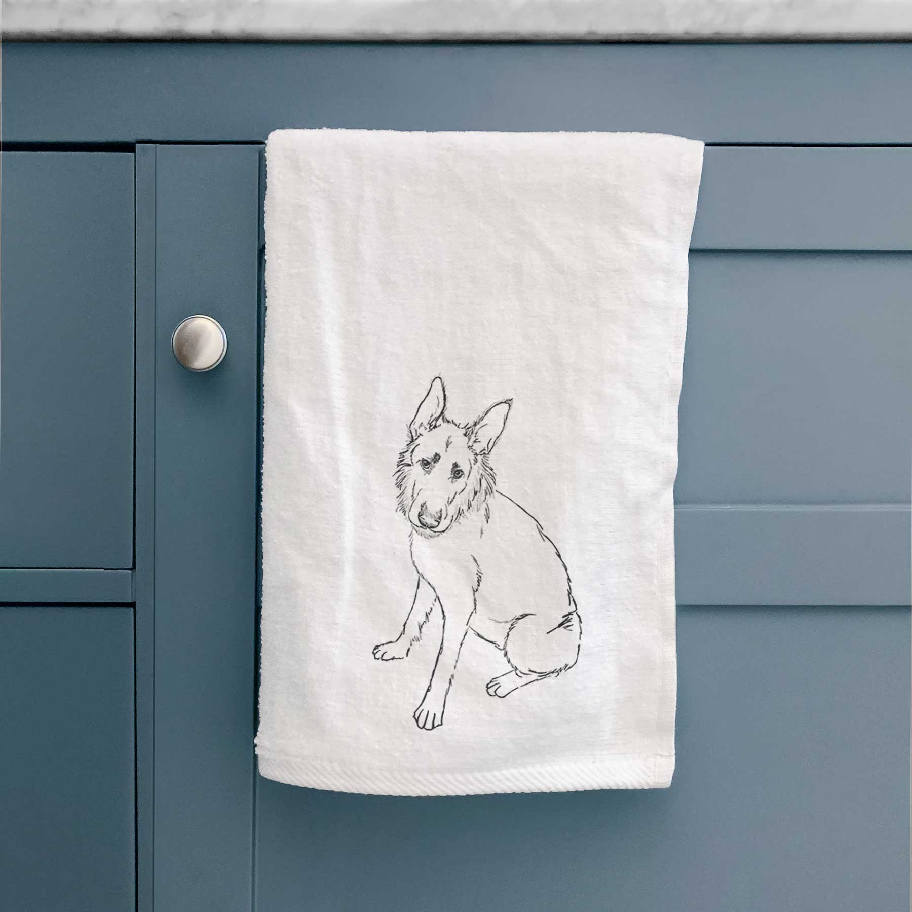 Doodled Mer the Irish Wolfhound German Shepherd Mix Decorative Hand Towel