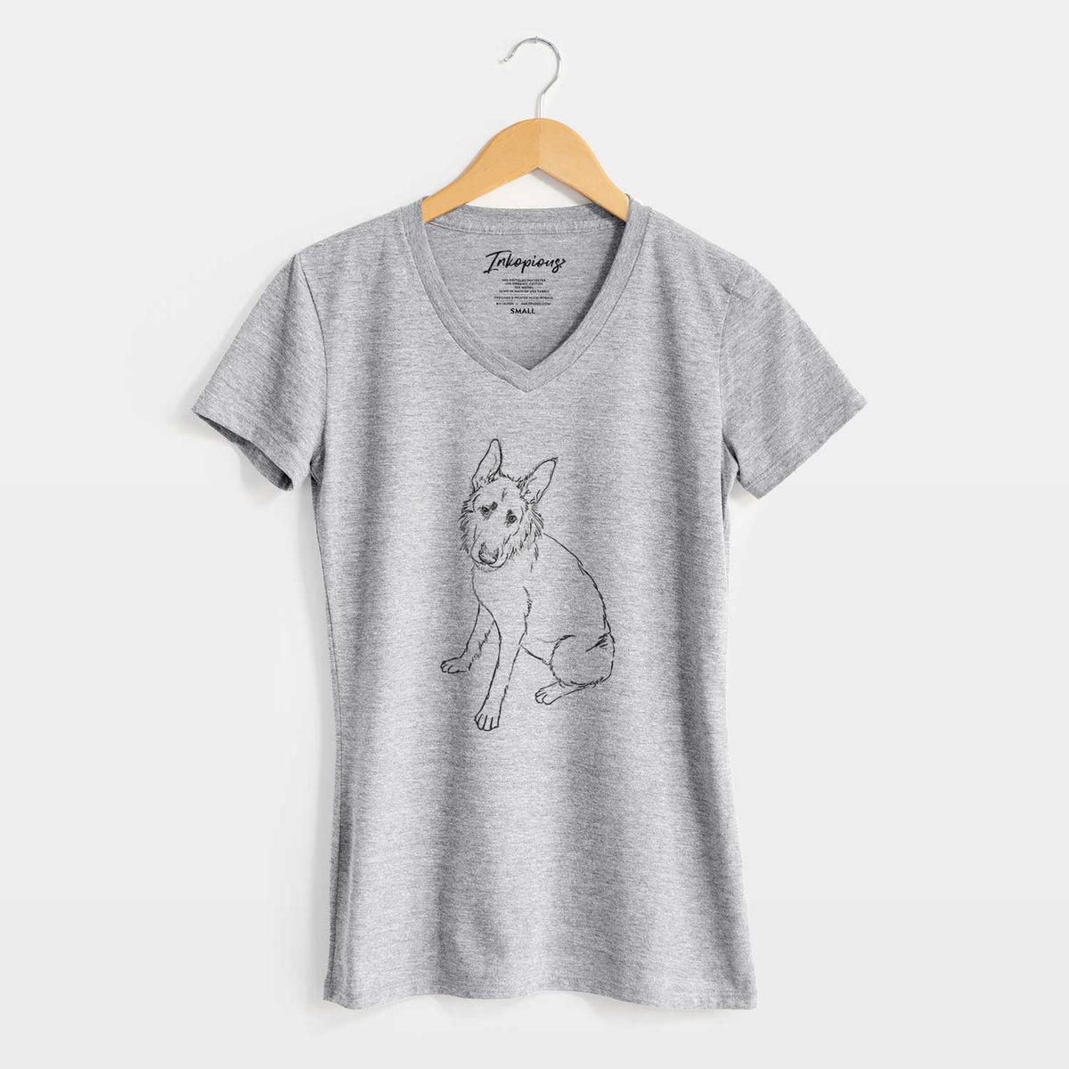Doodled Mer the Irish Wolfhound German Shepherd Mix - Women's V-neck Shirt