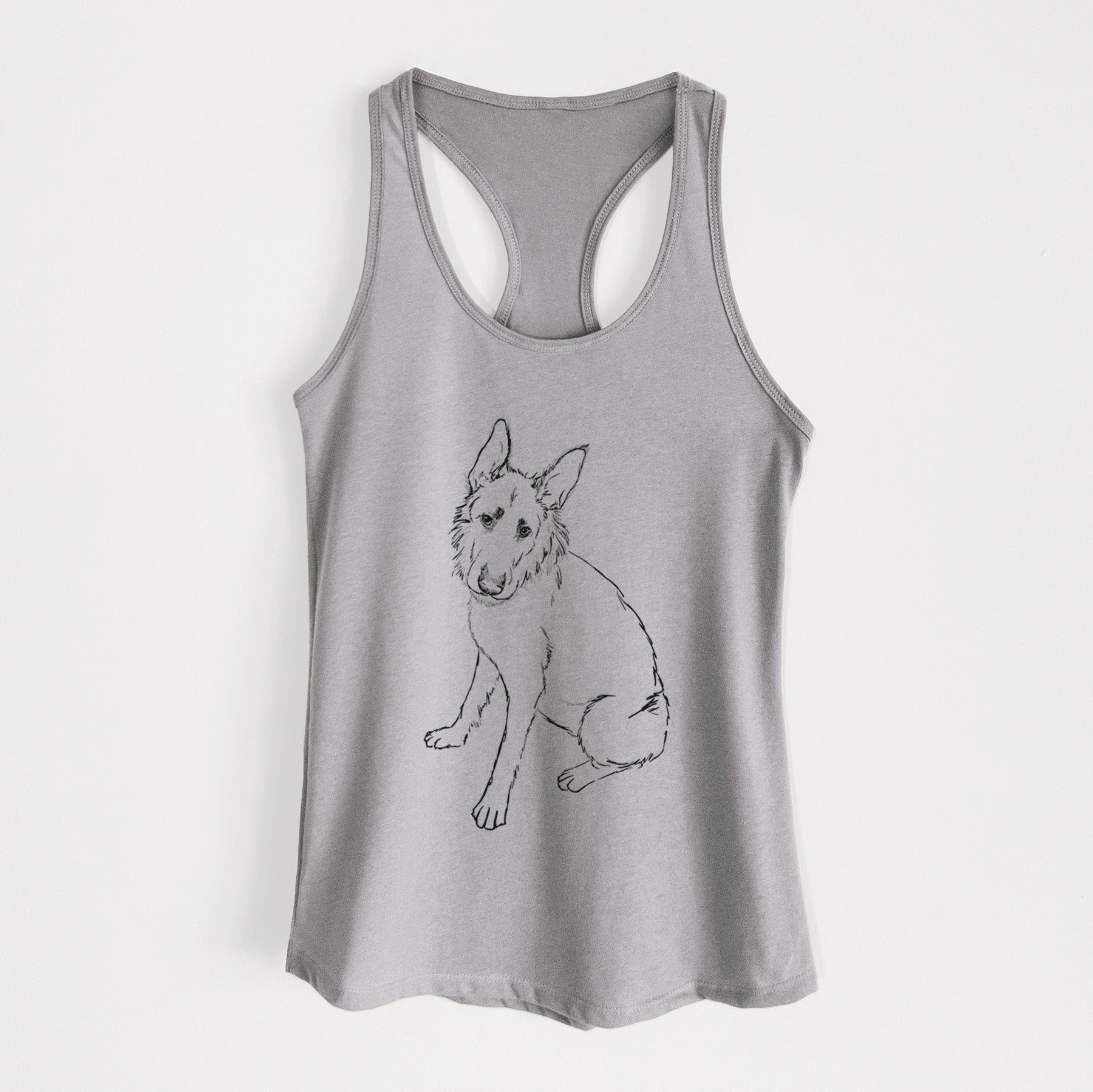 Doodled Mer the Irish Wolfhound German Shepherd Mix - Women's Racerback Tanktop