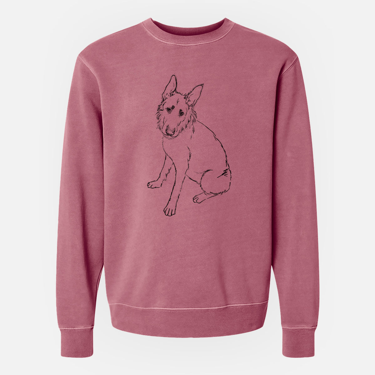 Doodled Mer the Irish Wolfhound German Shepherd Mix - Unisex Pigment Dyed Crew Sweatshirt