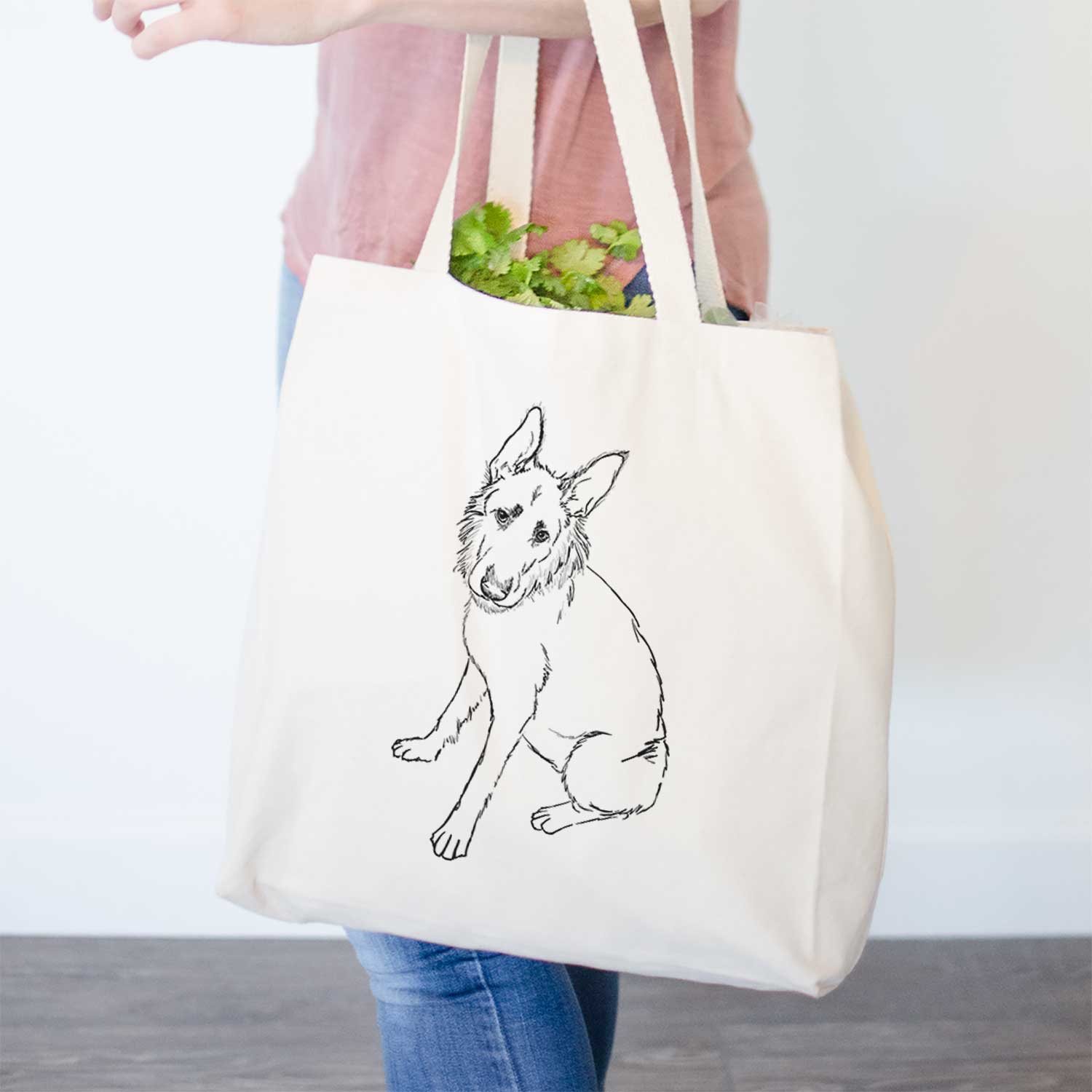 Doodled Mer the Irish Wolfhound German Shepherd Mix - Tote Bag