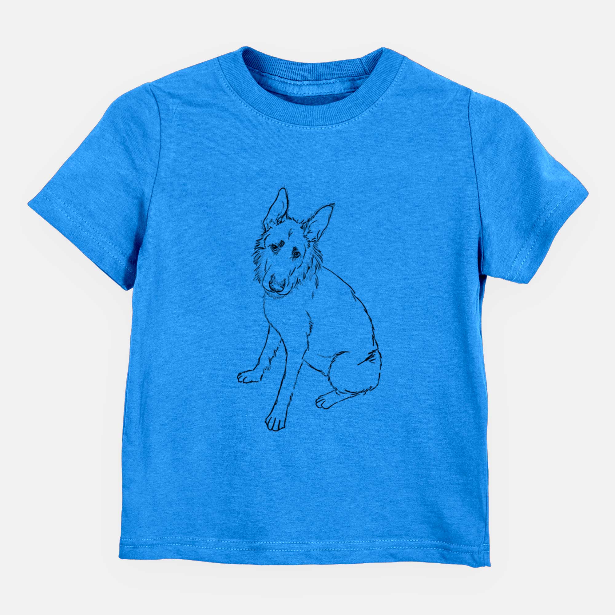 Doodled Mer The Irish Wolfhound German Shepherd Mix - Kids/Youth/Toddler Shirt 18-24 Months / Blue, image size:2000x2000