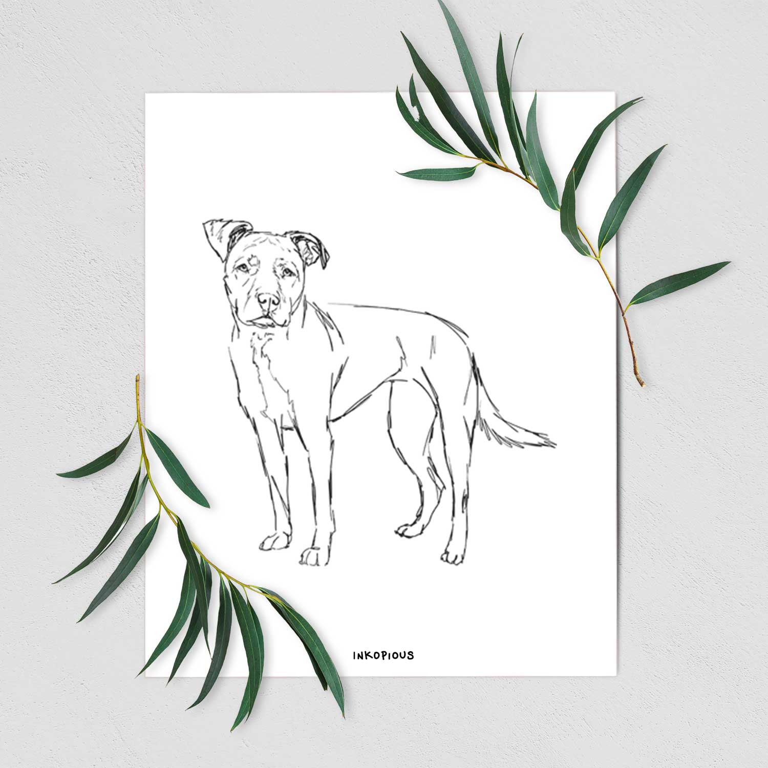 Doodled Mercy the American Staffordshire Terrier Art Print