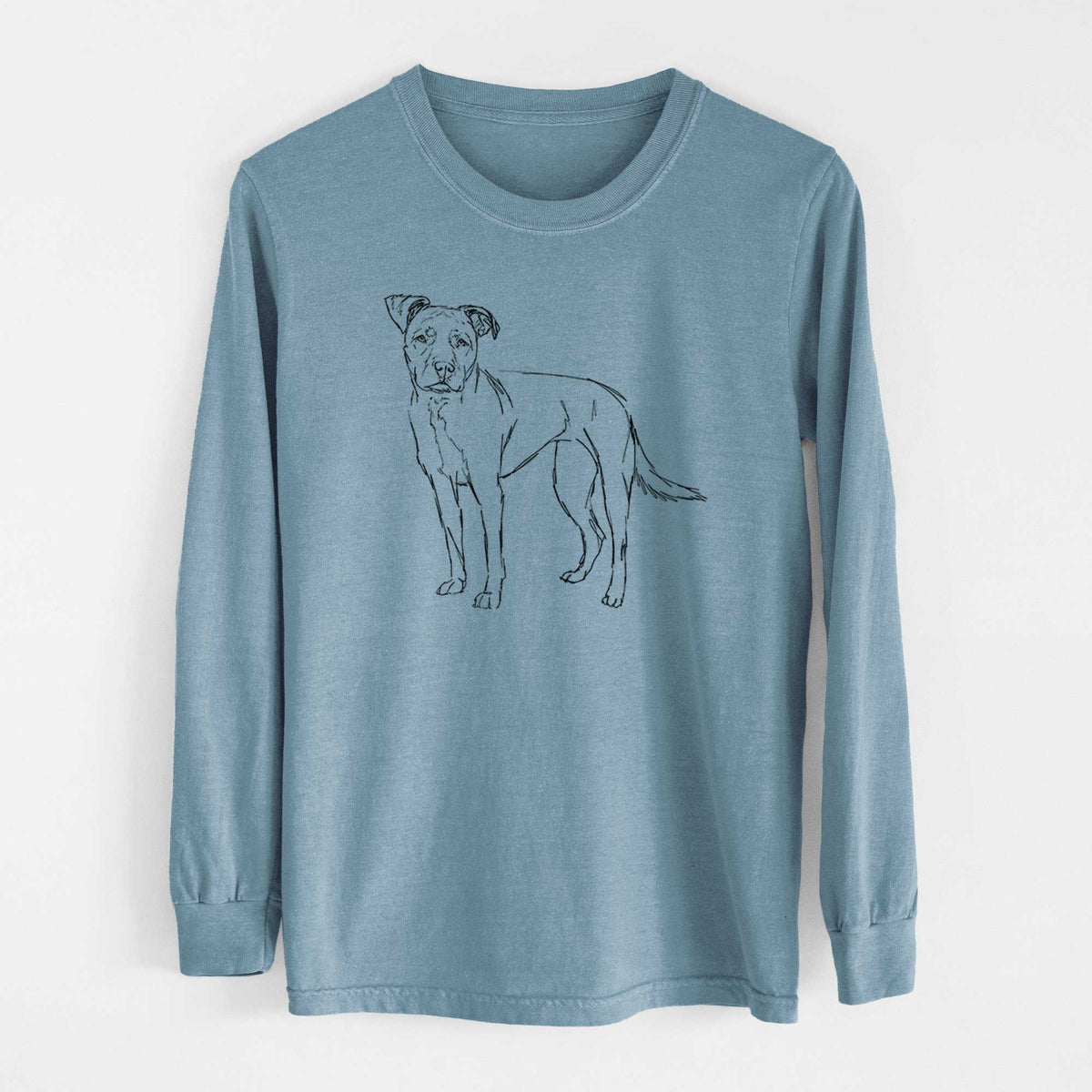 Doodled Mercy the American Staffordshire Terrier - Heavyweight 100% Cotton Long Sleeve