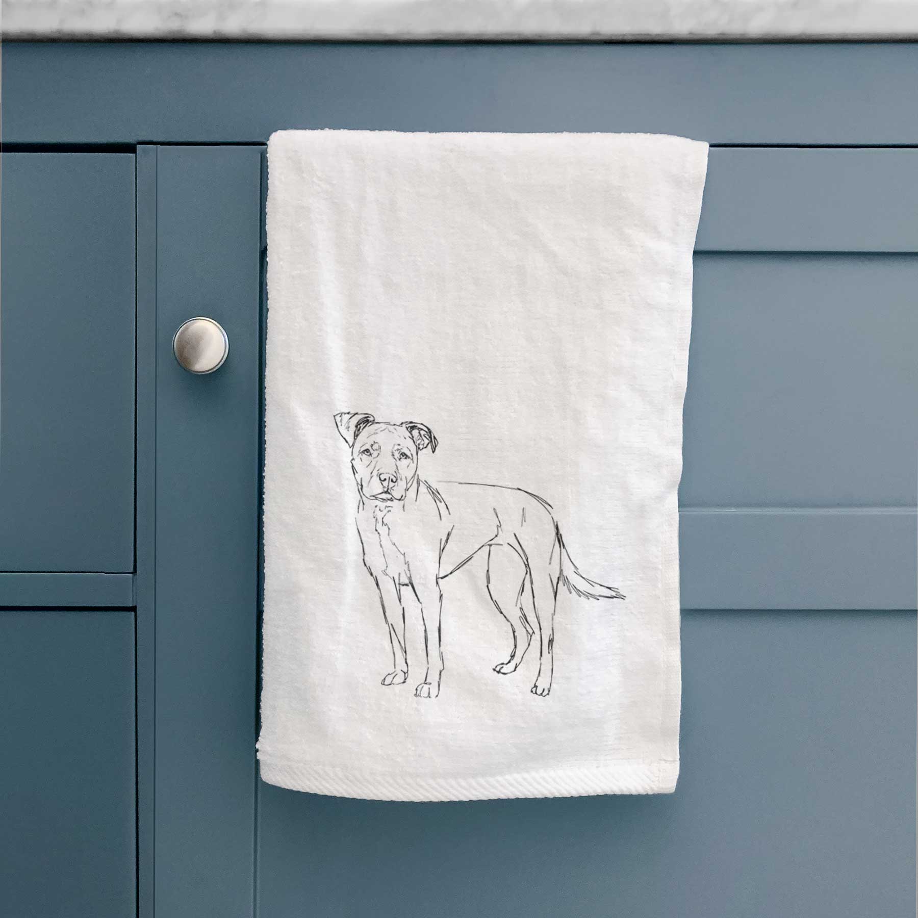 Doodled Mercy the American Staffordshire Terrier Decorative Hand Towel