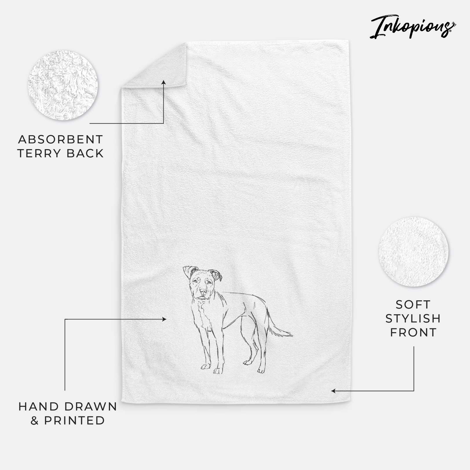 Doodled Mercy the American Staffordshire Terrier Decorative Hand Towel