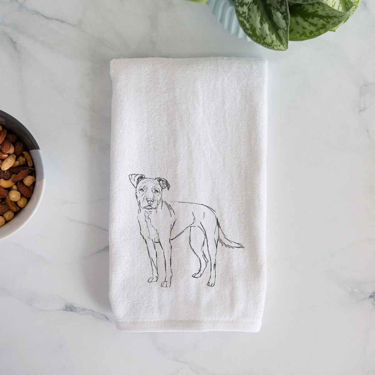 Doodled Mercy the American Staffordshire Terrier Decorative Hand Towel