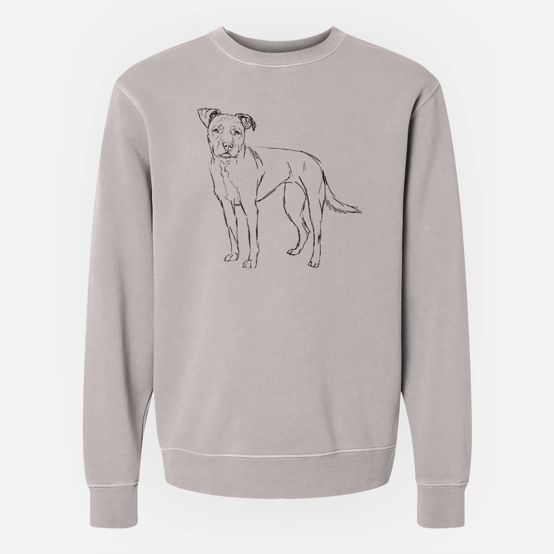 Doodled Mercy the American Staffordshire Terrier - Unisex Pigment Dyed Crew Sweatshirt