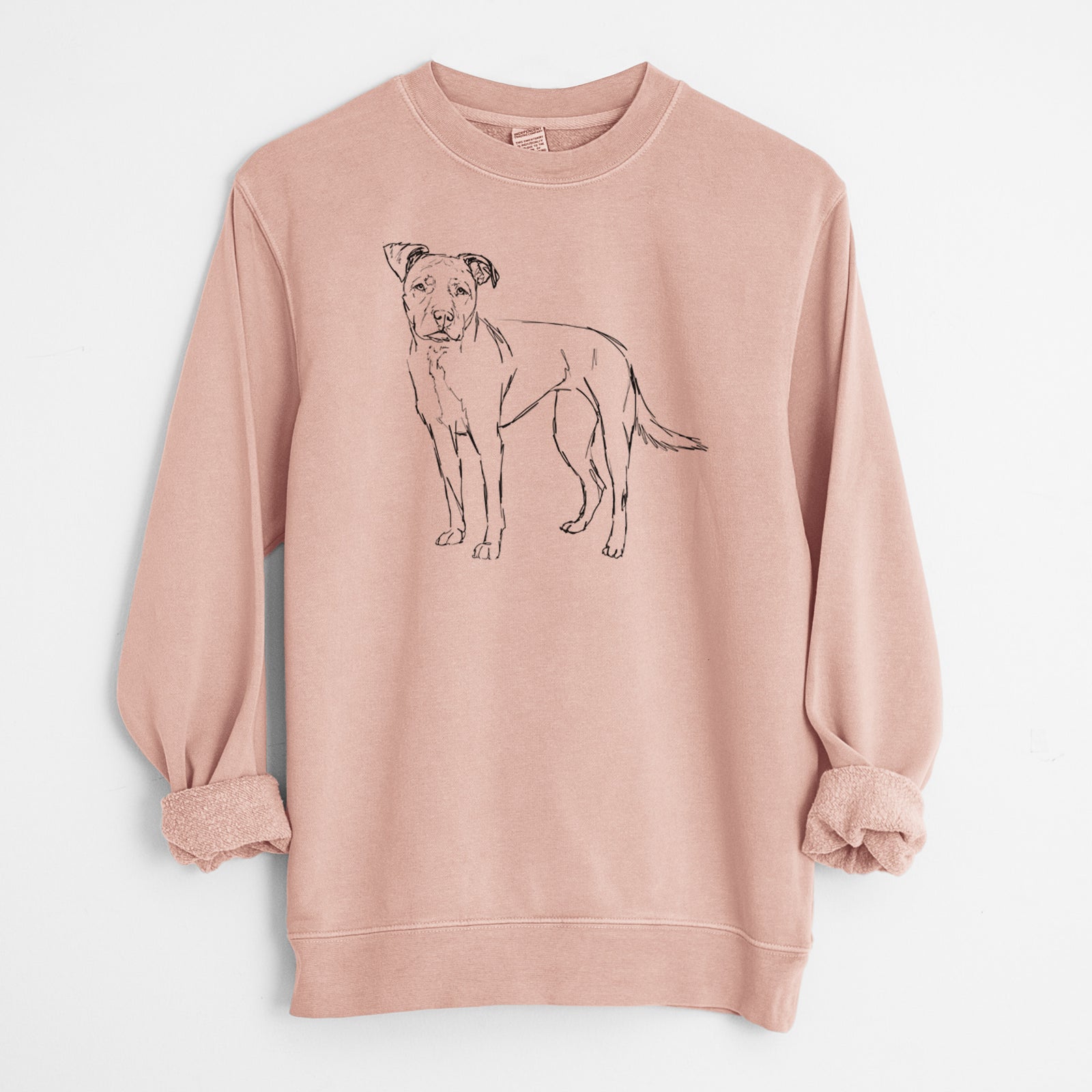 Doodled Mercy the American Staffordshire Terrier - Unisex Pigment Dyed Crew Sweatshirt