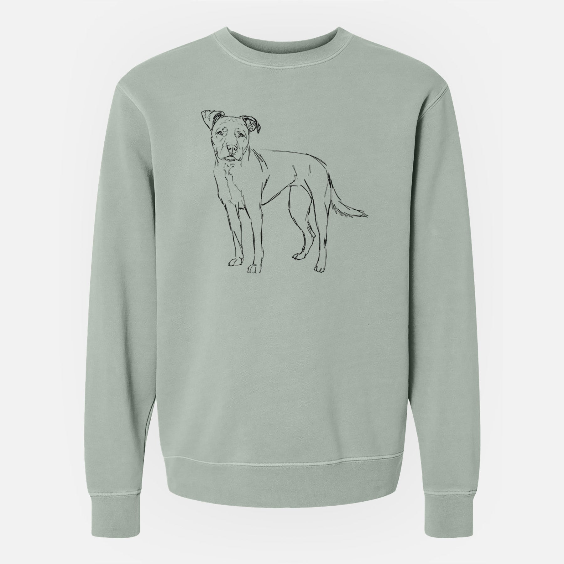 Doodled Mercy the American Staffordshire Terrier - Unisex Pigment Dyed Crew Sweatshirt