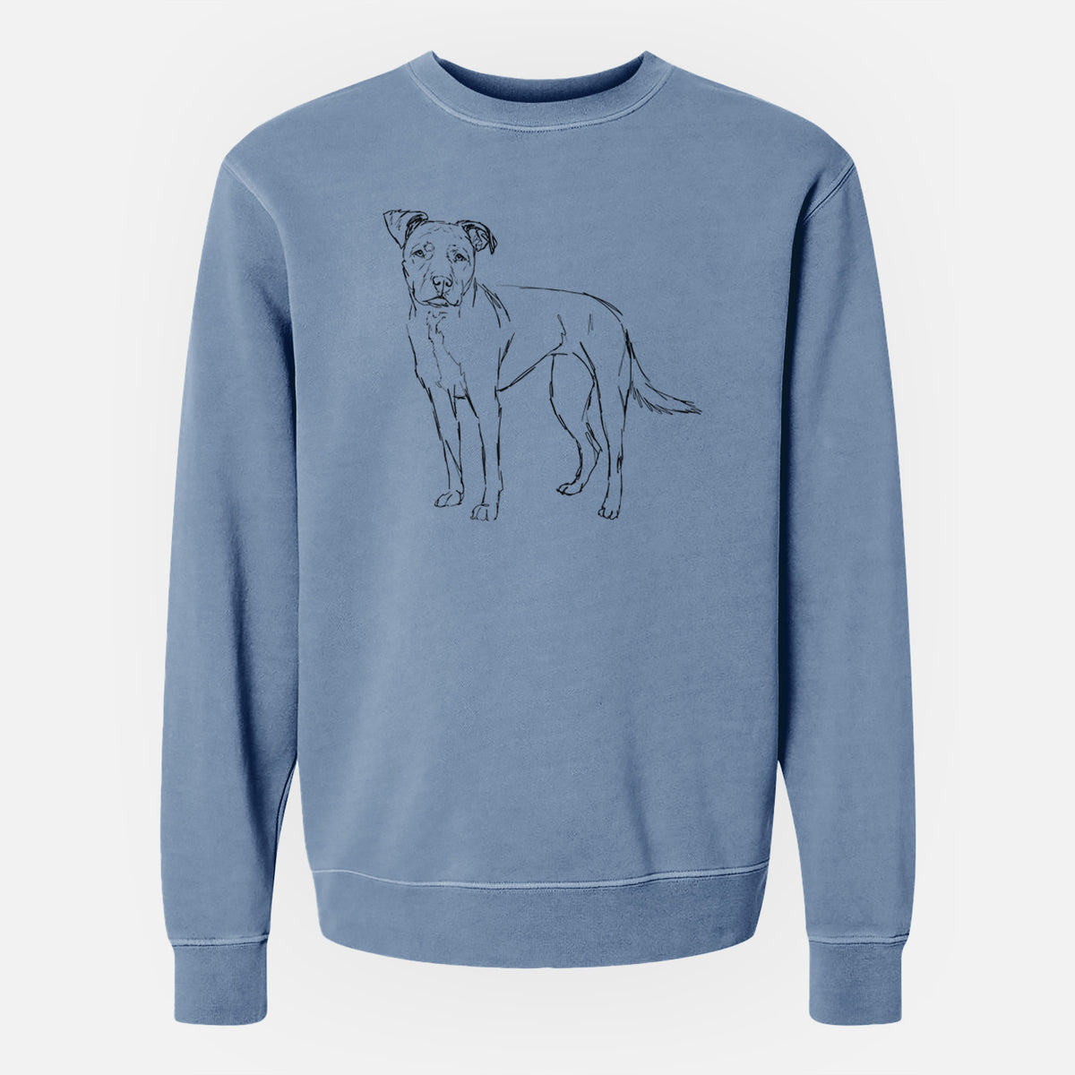 Doodled Mercy the American Staffordshire Terrier - Unisex Pigment Dyed Crew Sweatshirt