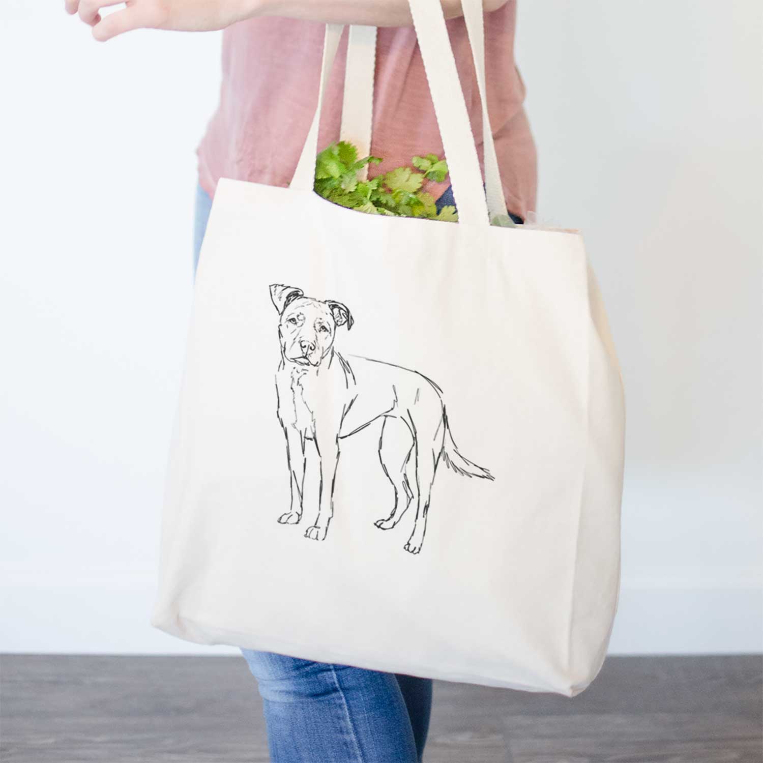 Doodled Mercy the American Staffordshire Terrier - Tote Bag