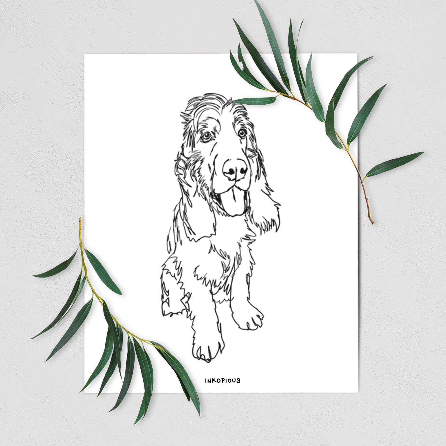 Doodled Merlin the Cocker Spaniel Art Print