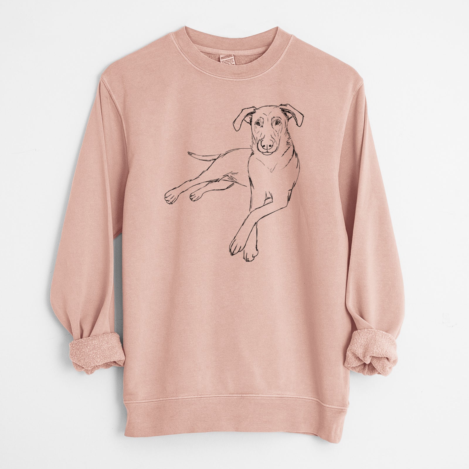 Doodled Miller the Lab Mix - Unisex Pigment Dyed Crew Sweatshirt