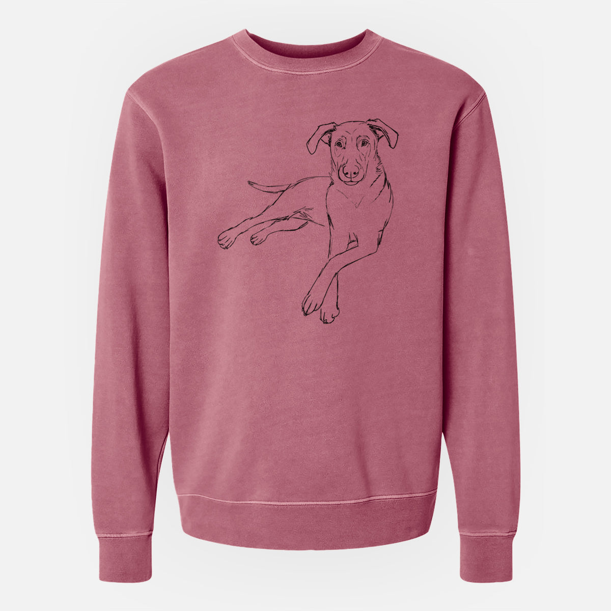 Doodled Miller the Lab Mix - Unisex Pigment Dyed Crew Sweatshirt