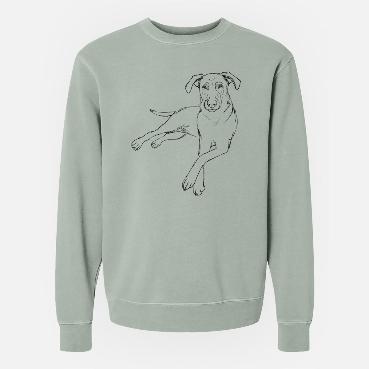 Doodled Miller the Lab Mix - Unisex Pigment Dyed Crew Sweatshirt