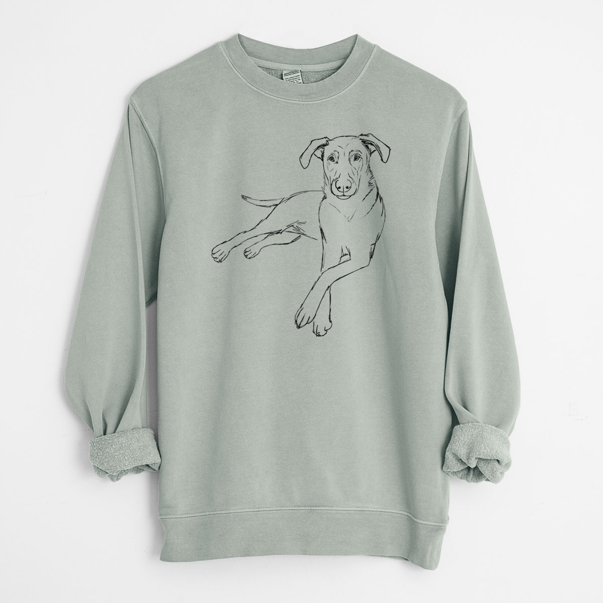 Doodled Miller the Lab Mix - Unisex Pigment Dyed Crew Sweatshirt