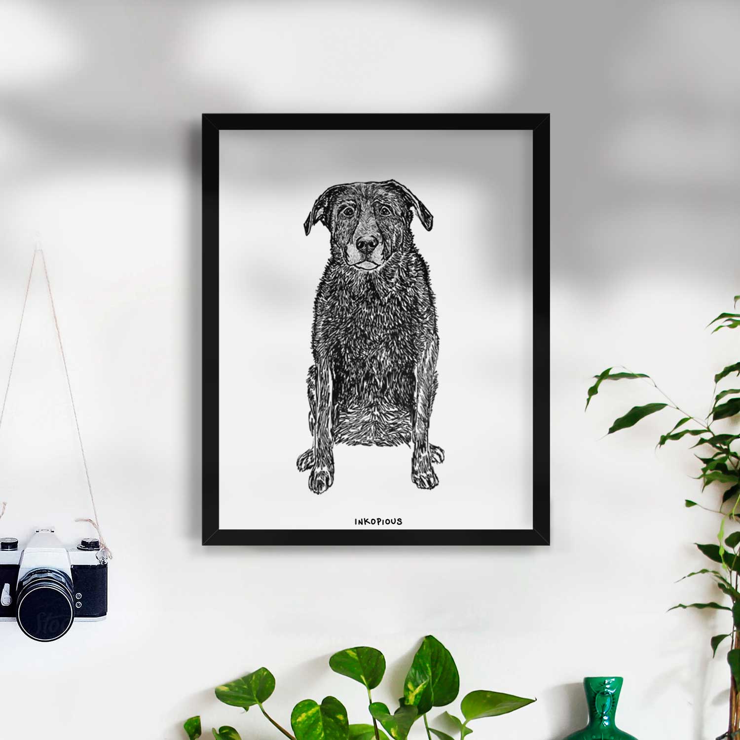 Doodled Millie the Black Lab Art Print