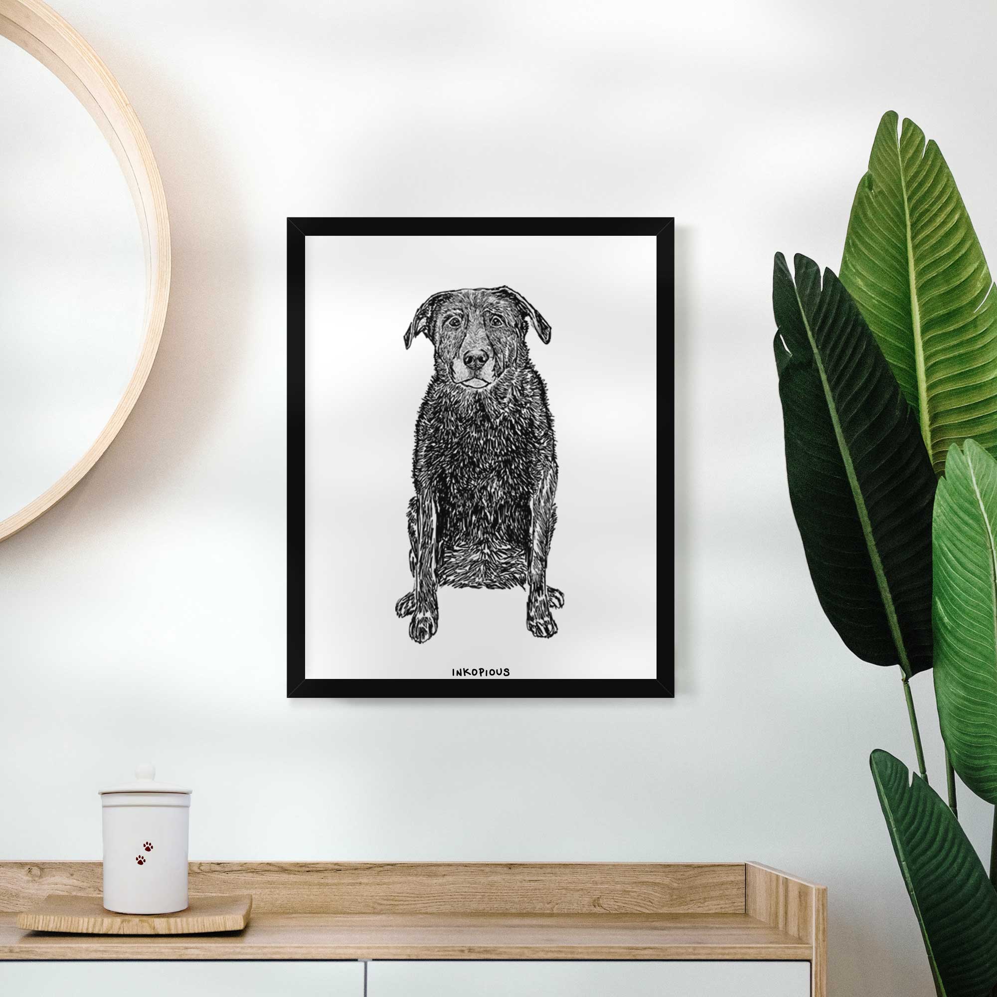 Doodled Millie the Black Lab Art Print