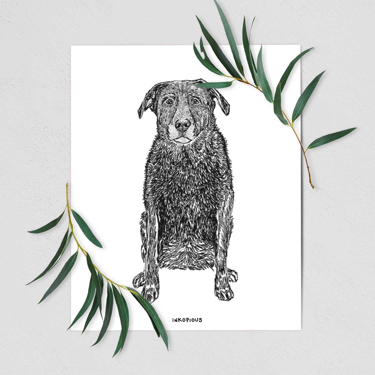 Doodled Millie the Black Lab Art Print