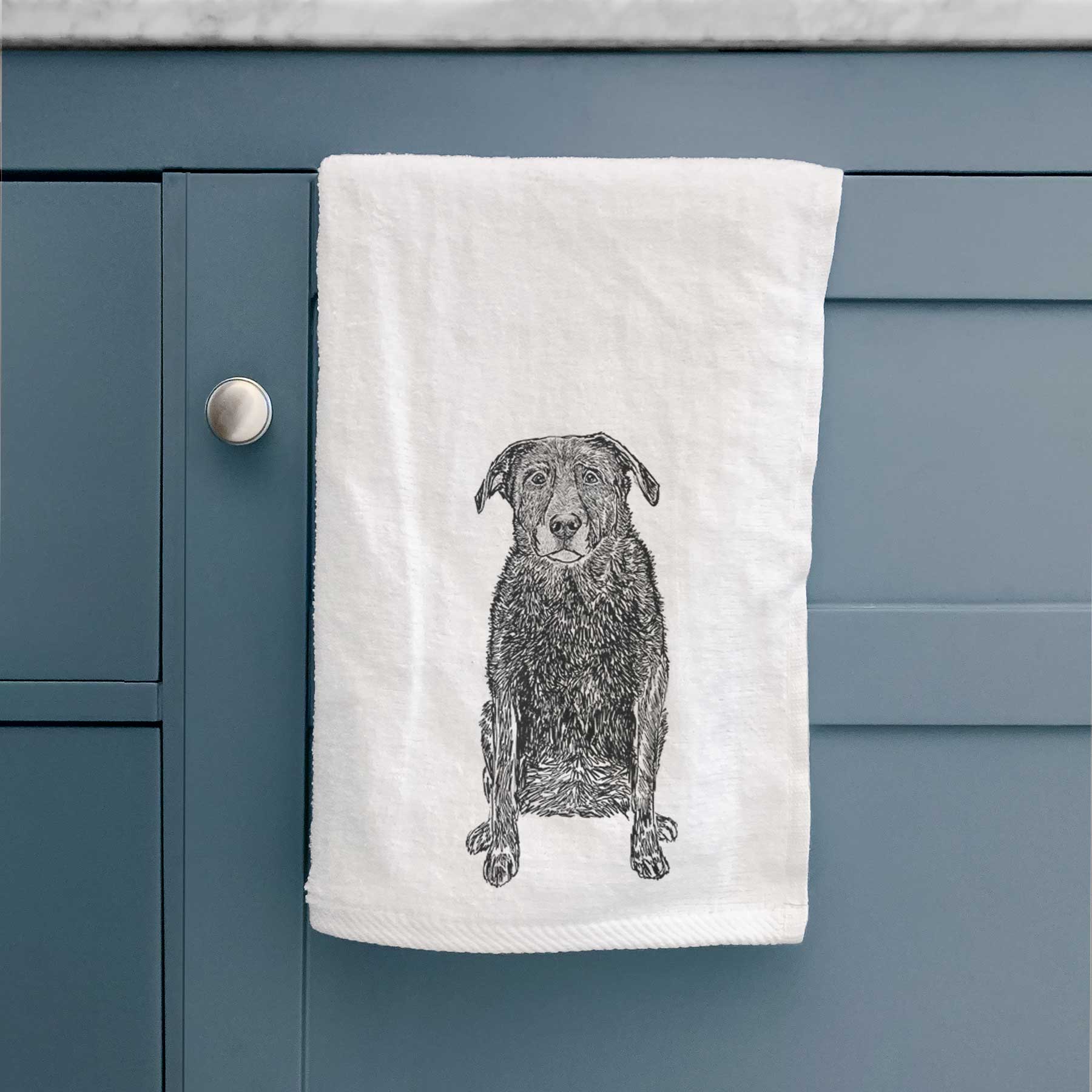 Doodled Millie the Black Lab Decorative Hand Towel