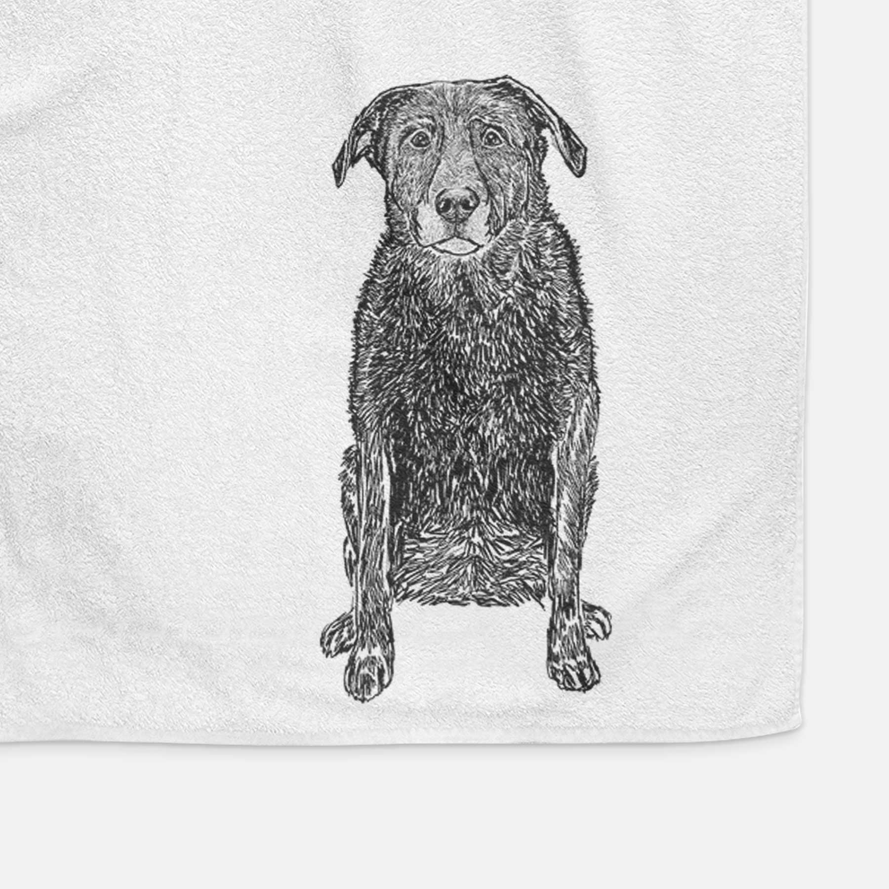 Doodled Millie the Black Lab Decorative Hand Towel