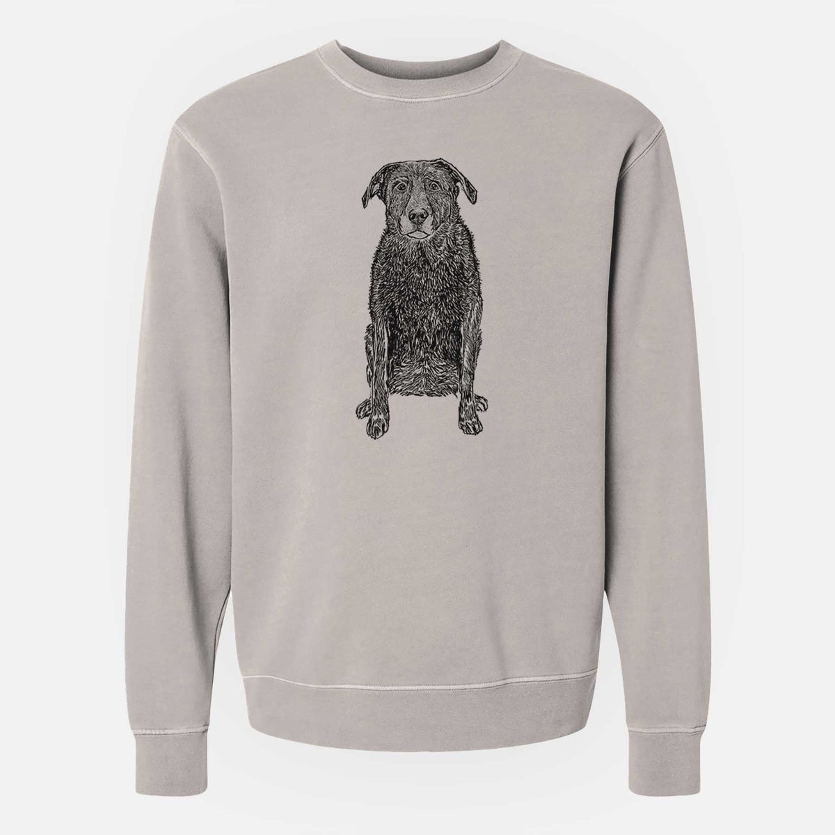 Doodled Millie the Black Lab - Unisex Pigment Dyed Crew Sweatshirt