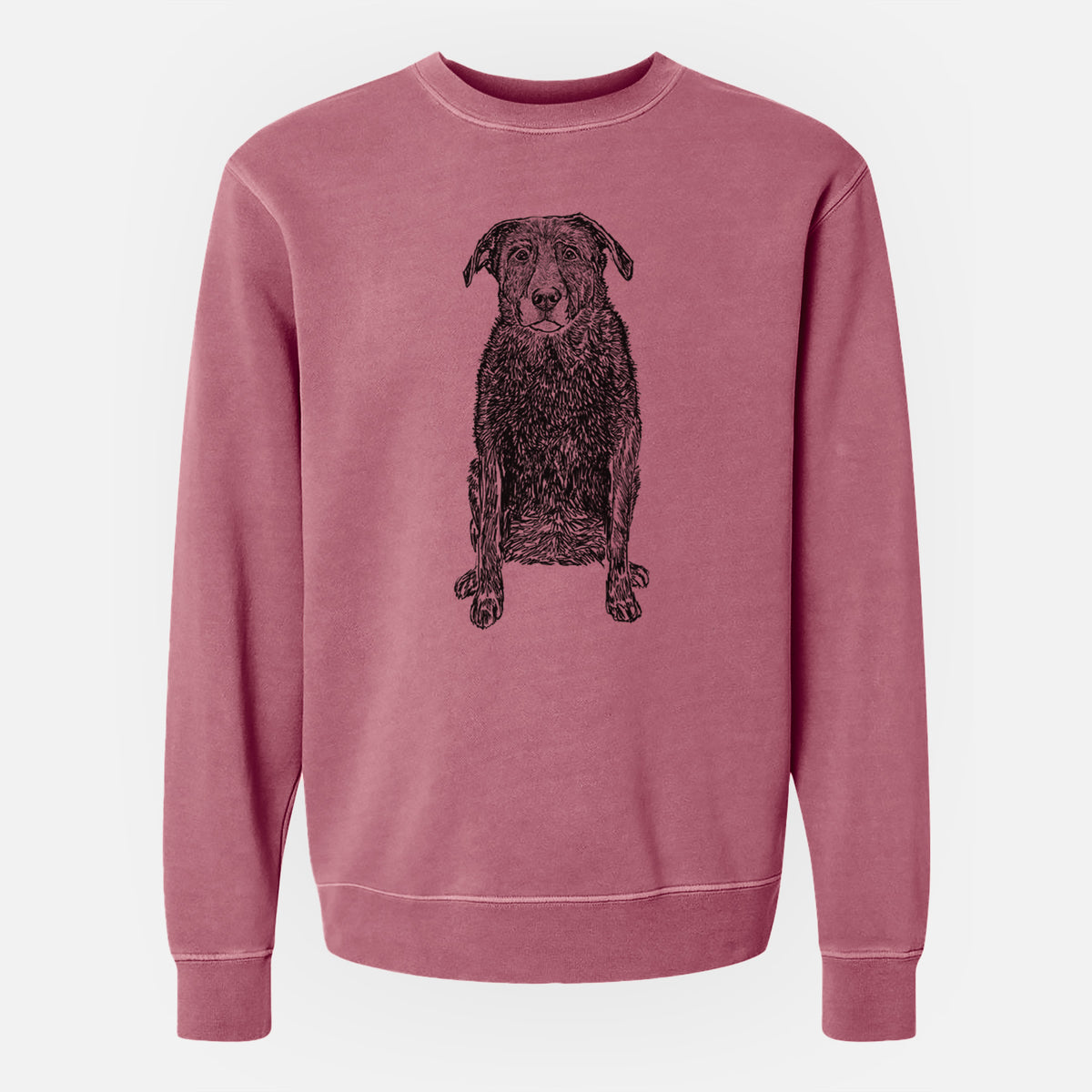 Doodled Millie the Black Lab - Unisex Pigment Dyed Crew Sweatshirt