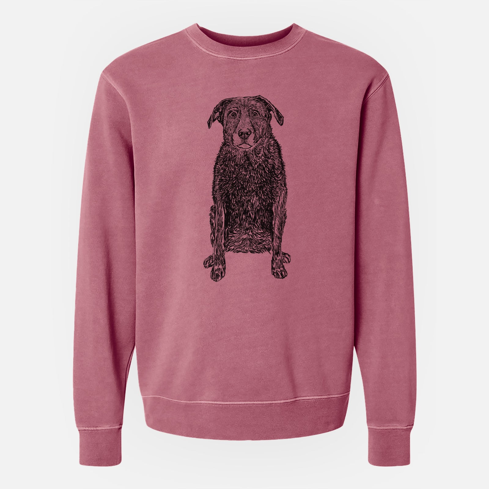 Doodled Millie the Black Lab - Unisex Pigment Dyed Crew Sweatshirt