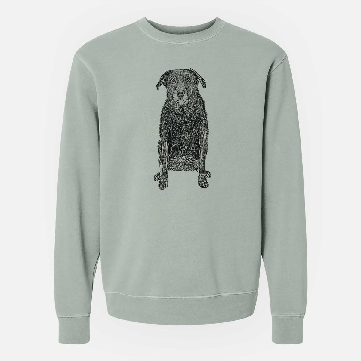 Doodled Millie the Black Lab - Unisex Pigment Dyed Crew Sweatshirt