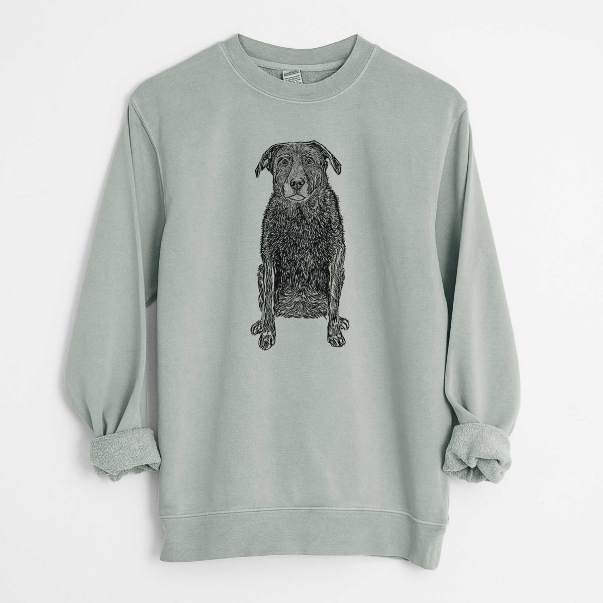 Doodled Millie the Black Lab - Unisex Pigment Dyed Crew Sweatshirt