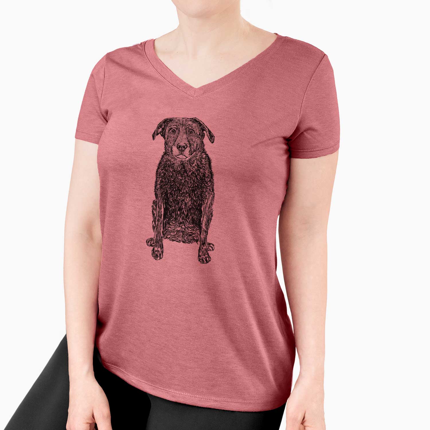 Doodled Millie the Black Lab - Women's V-neck Shirt