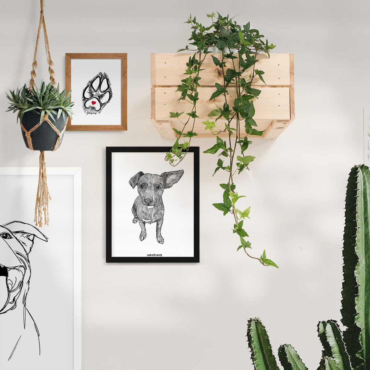 Doodled Millie the Chiweenie Mix Art Print