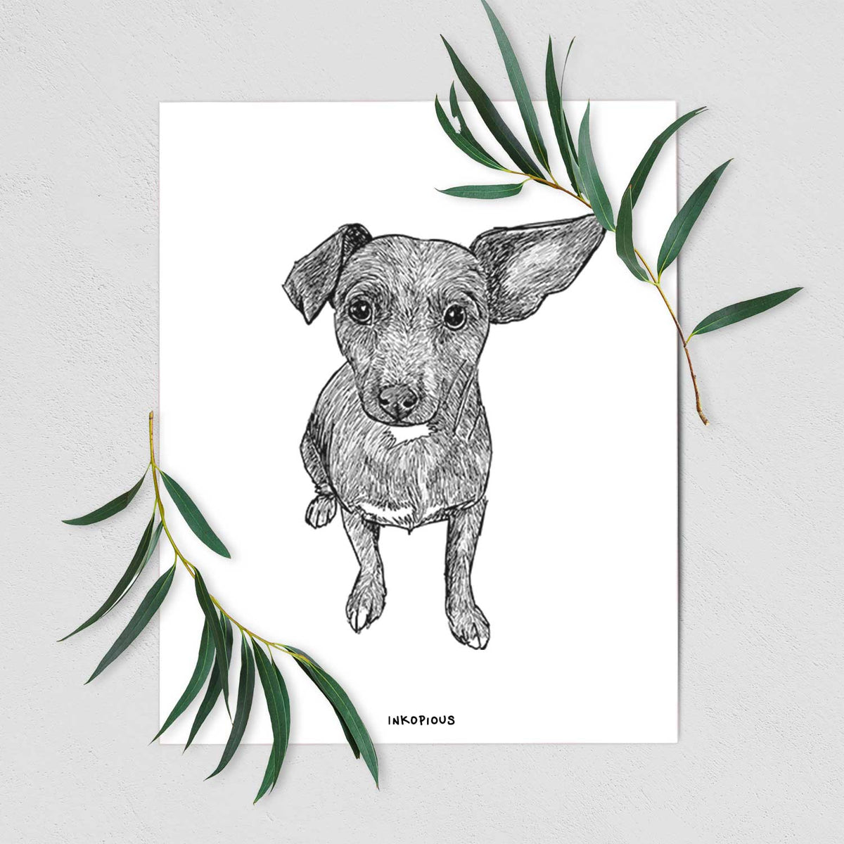Doodled Millie the Chiweenie Mix Art Print