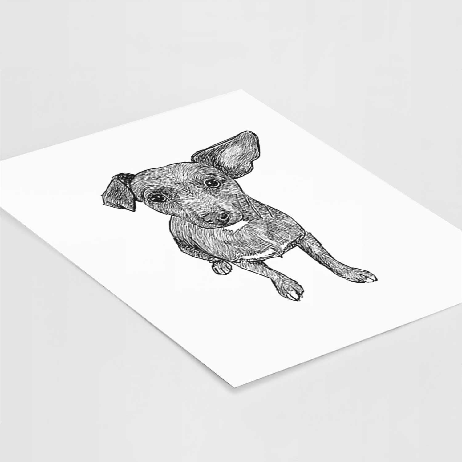 Doodled Millie the Chiweenie Mix Art Print