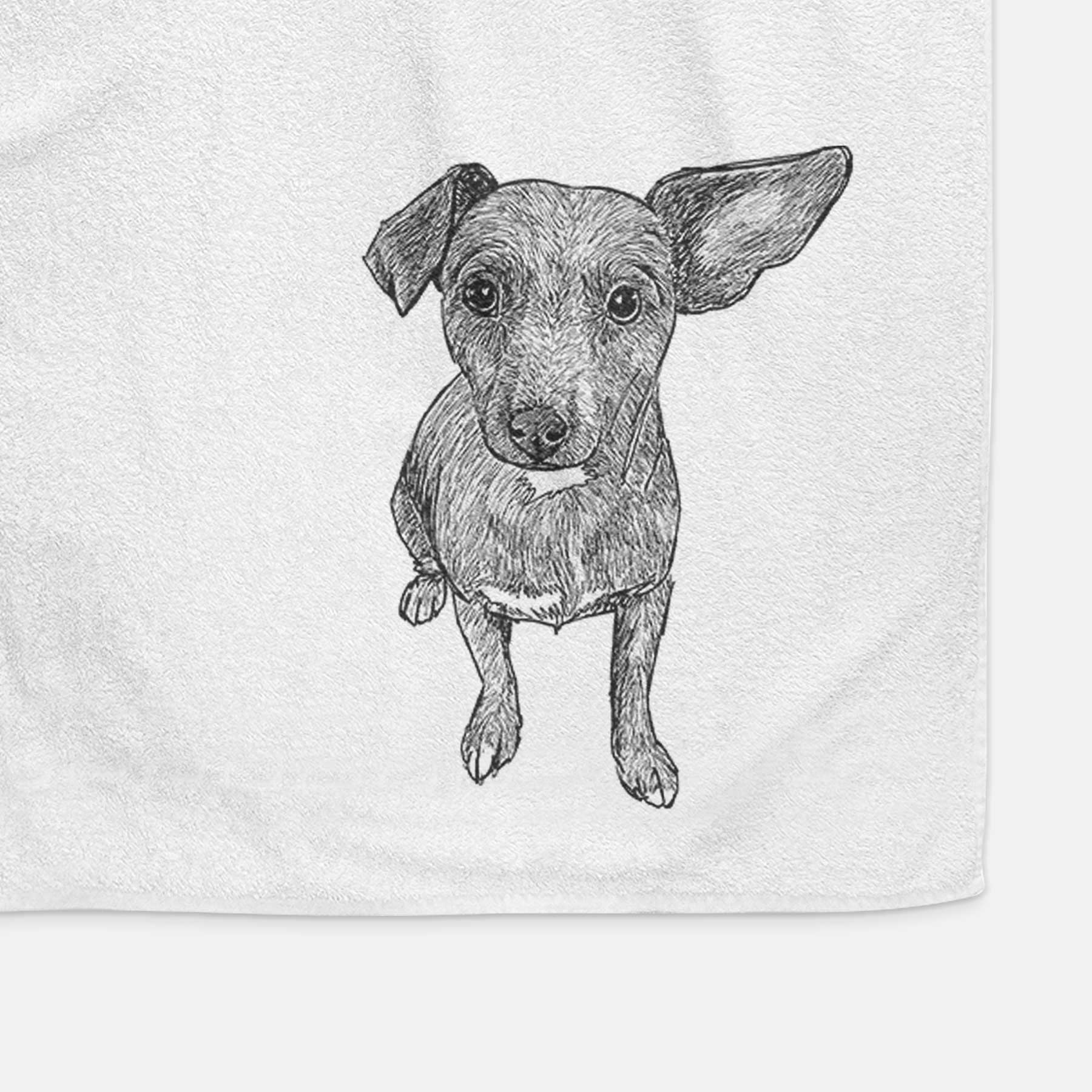 Doodled Millie the Chiweenie Mix Decorative Hand Towel