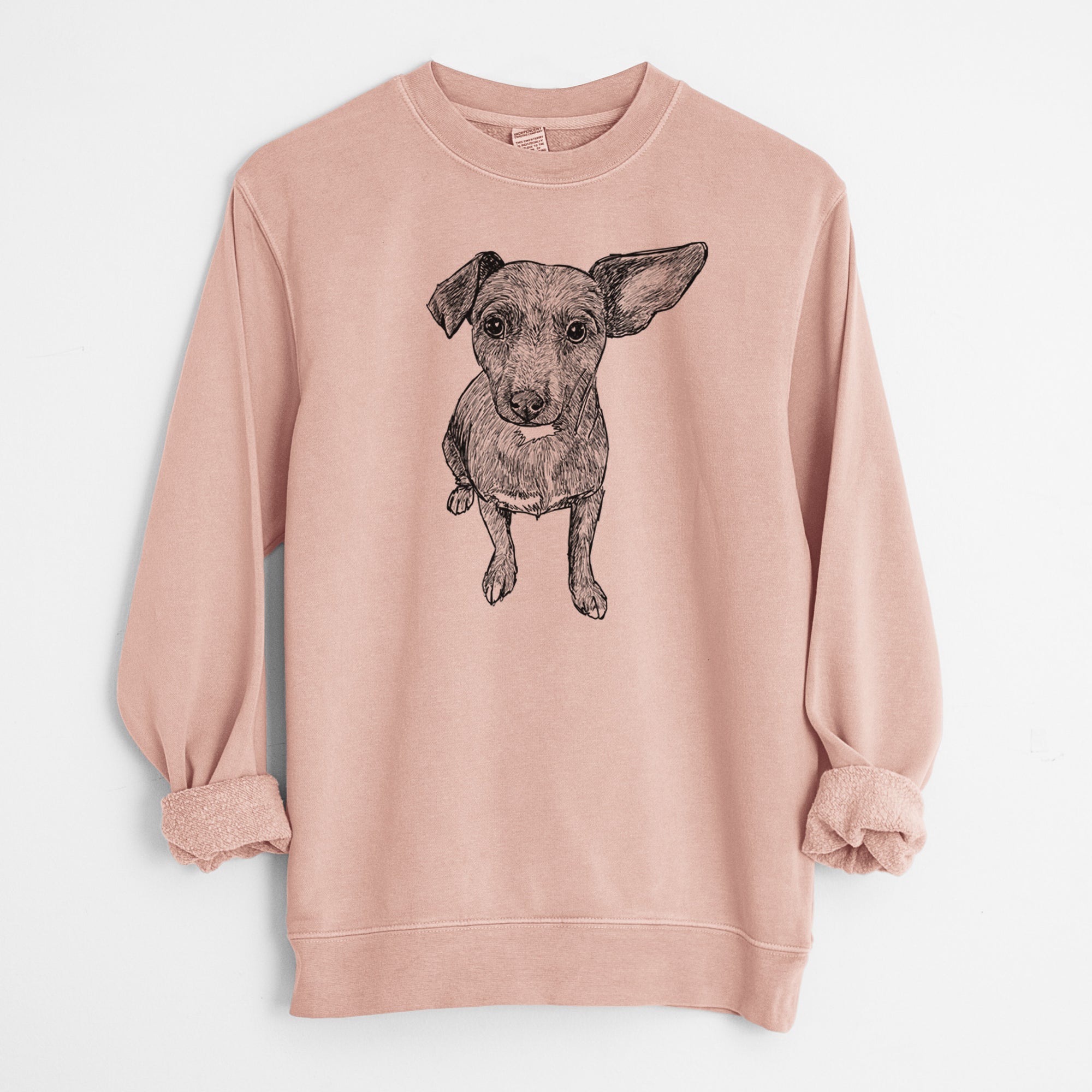 Doodled Millie the Chiweenie Mix - Unisex Pigment Dyed Crew Sweatshirt