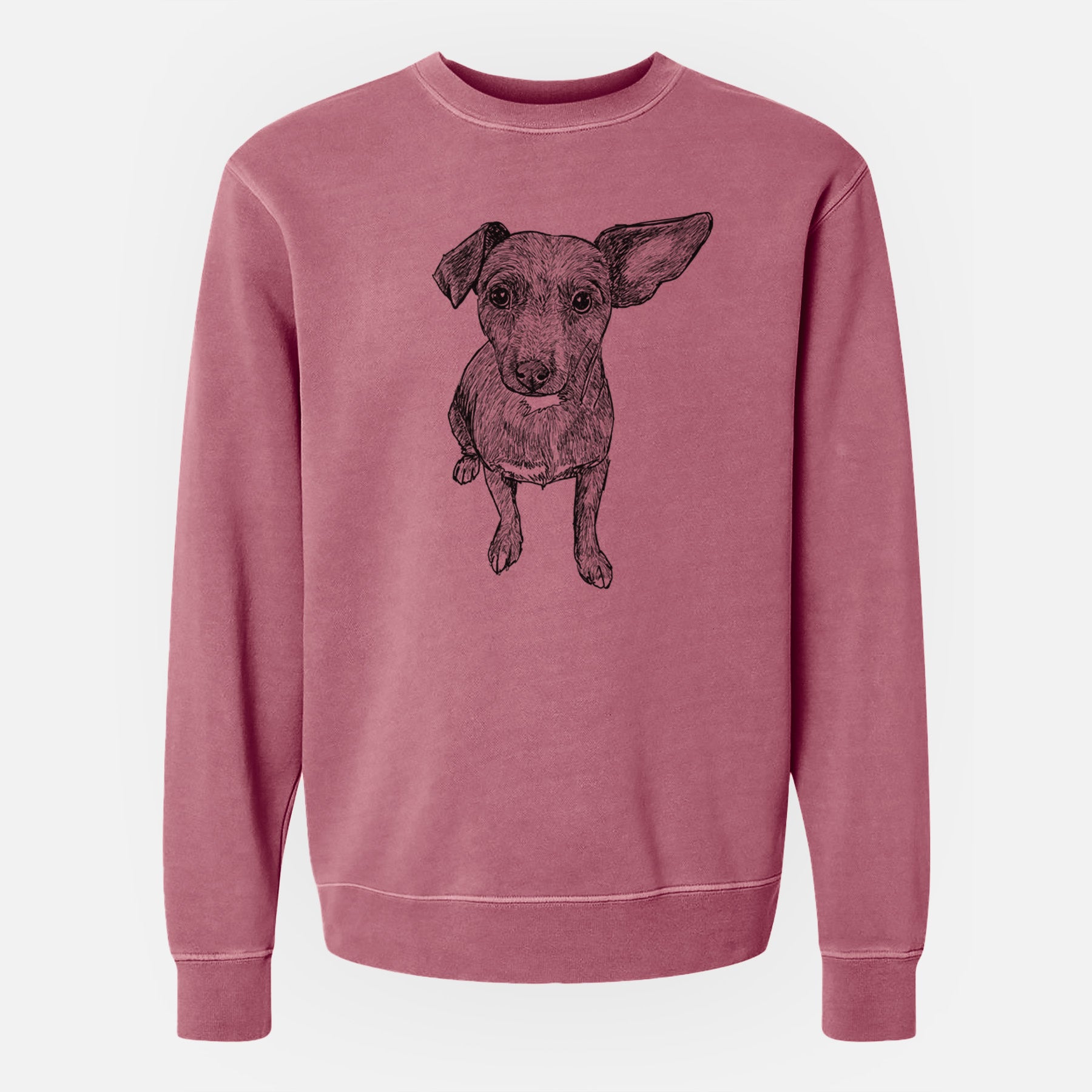 Doodled Millie the Chiweenie Mix - Unisex Pigment Dyed Crew Sweatshirt