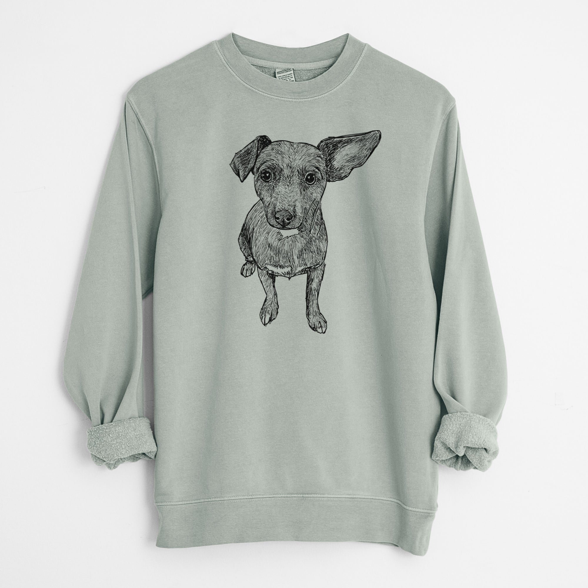 Doodled Millie the Chiweenie Mix - Unisex Pigment Dyed Crew Sweatshirt