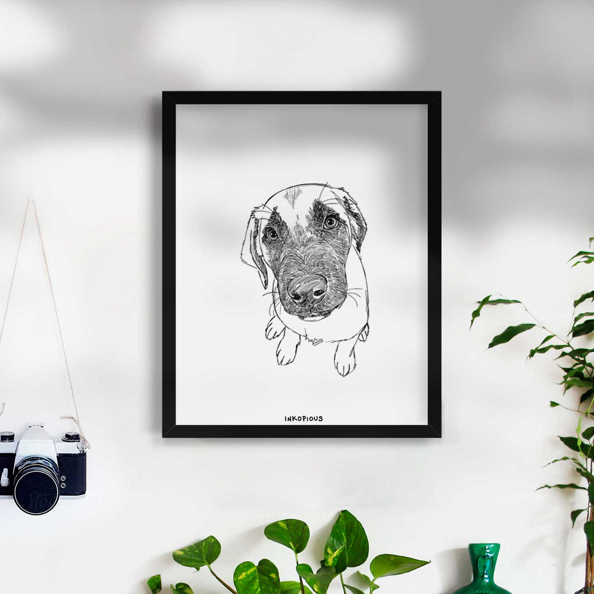 Doodled Millie the Mastiff Malinois Mix Art Print