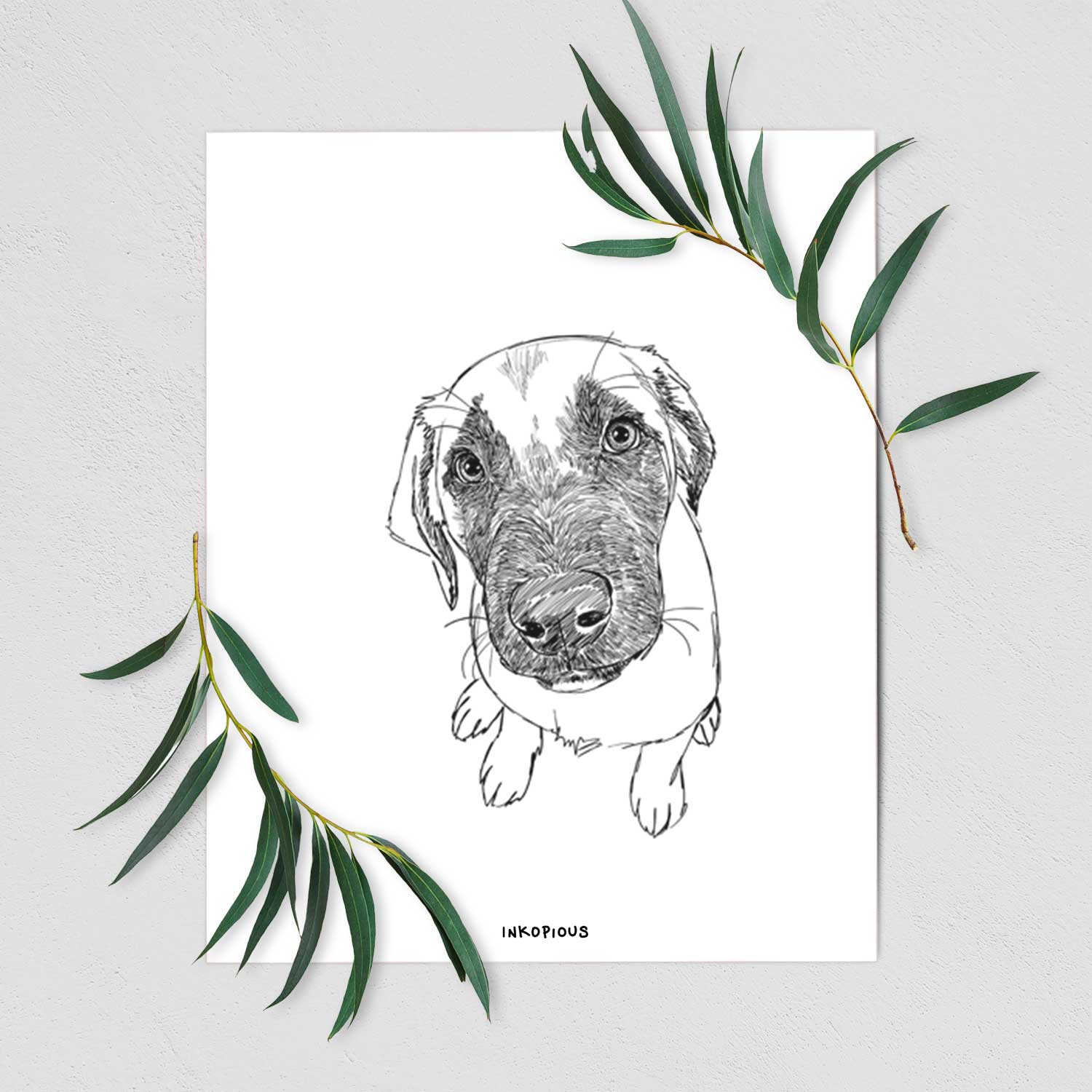 Doodled Millie the Mastiff Malinois Mix Art Print