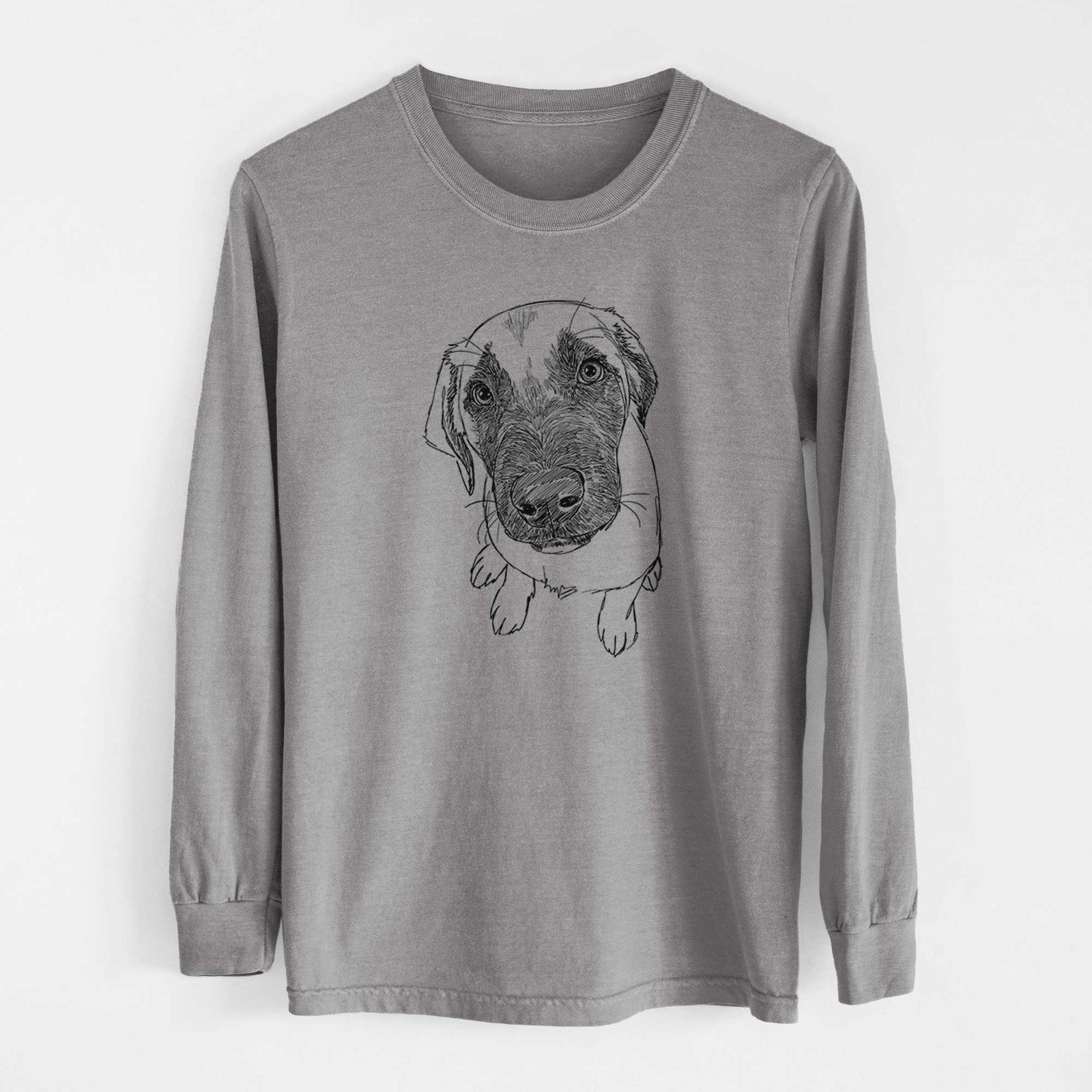 Doodled Millie the Mastiff Malinois Mix - Heavyweight 100% Cotton Long Sleeve