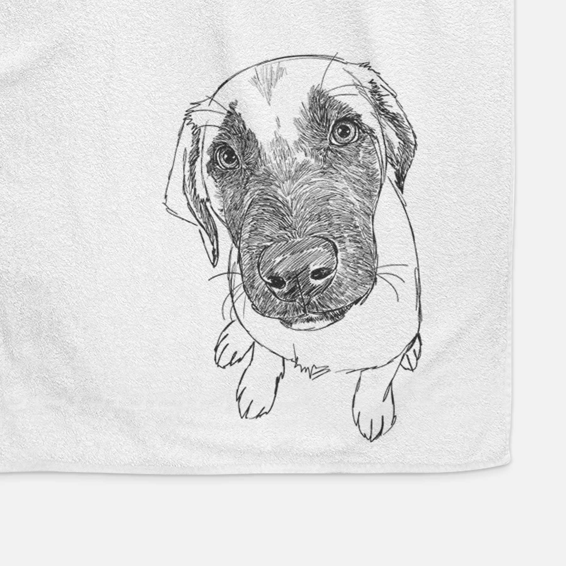 Doodled Millie the Mastiff Malinois Mix Decorative Hand Towel