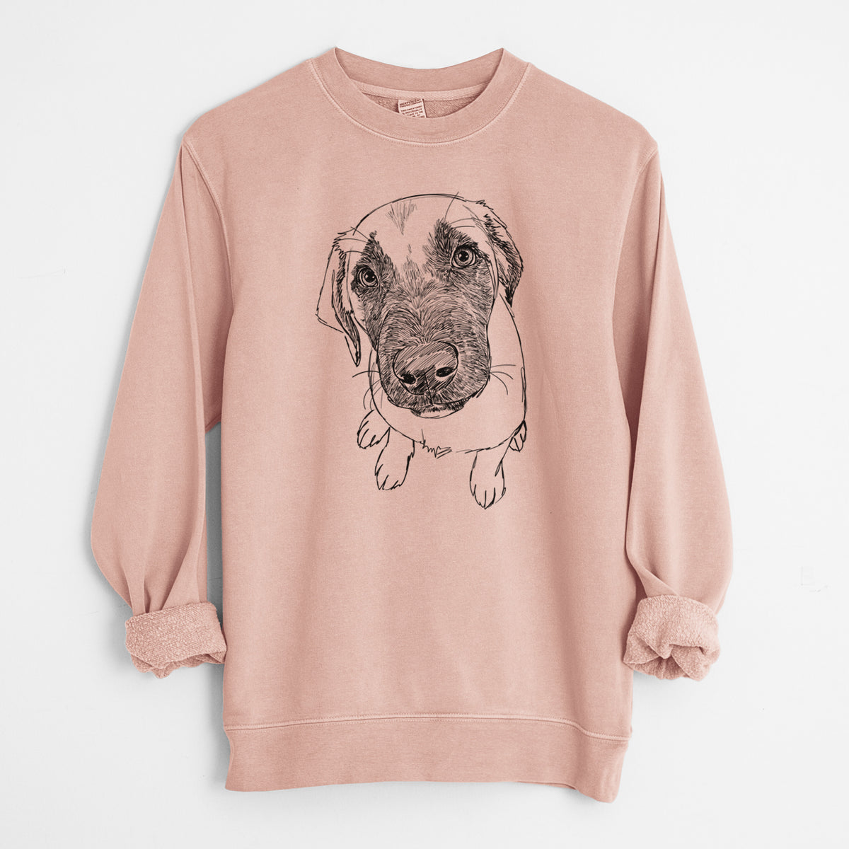 Doodled Millie the Mastiff Malinois Mix - Unisex Pigment Dyed Crew Sweatshirt