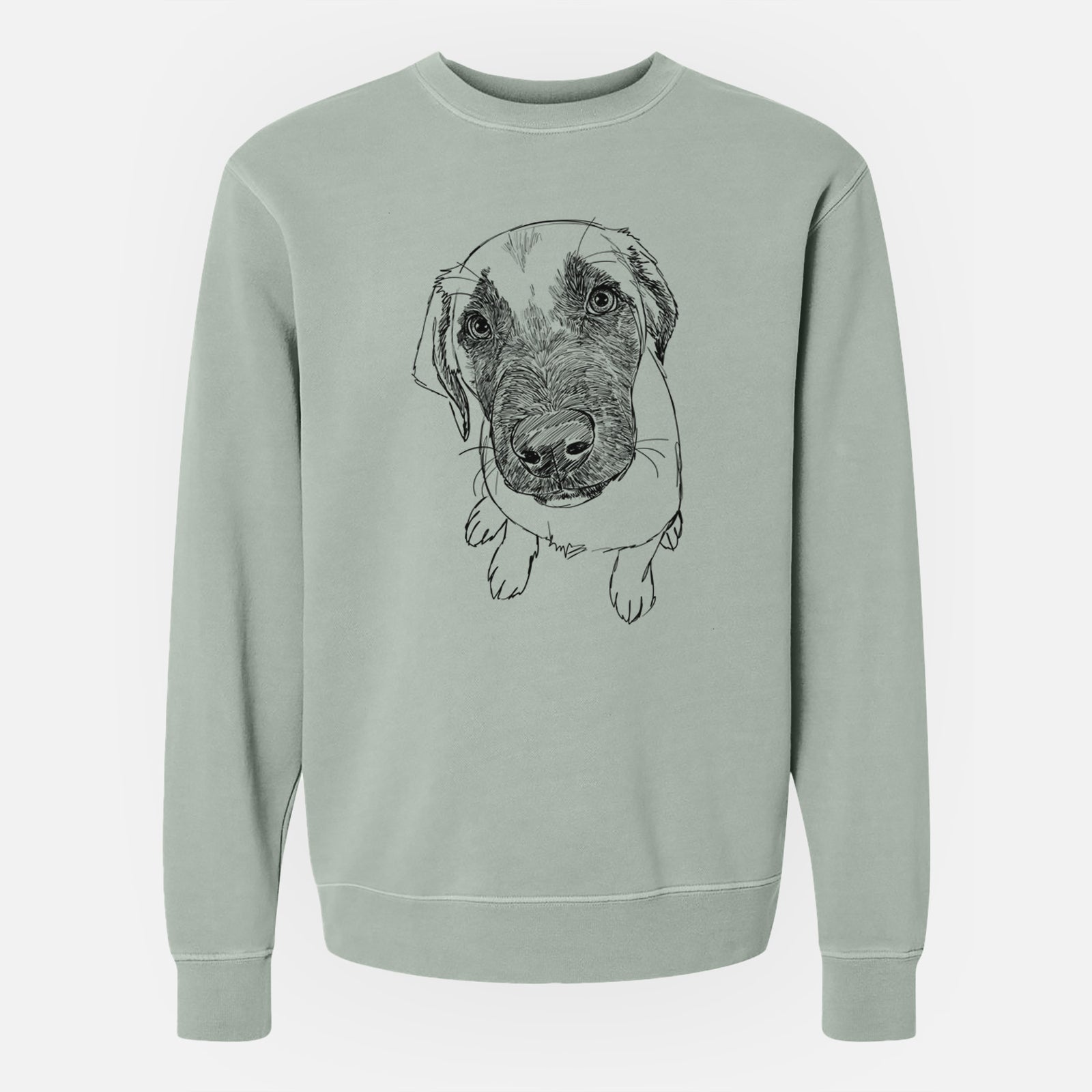Doodled Millie the Mastiff Malinois Mix - Unisex Pigment Dyed Crew Sweatshirt