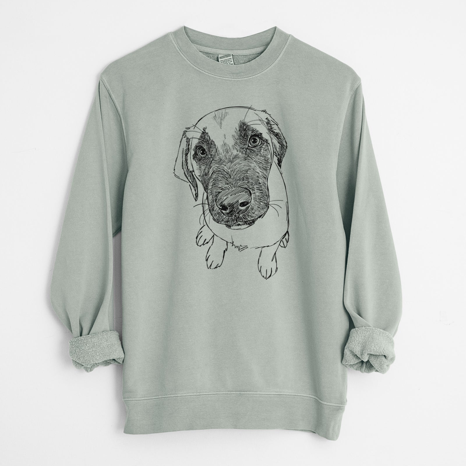 Doodled Millie the Mastiff Malinois Mix - Unisex Pigment Dyed Crew Sweatshirt