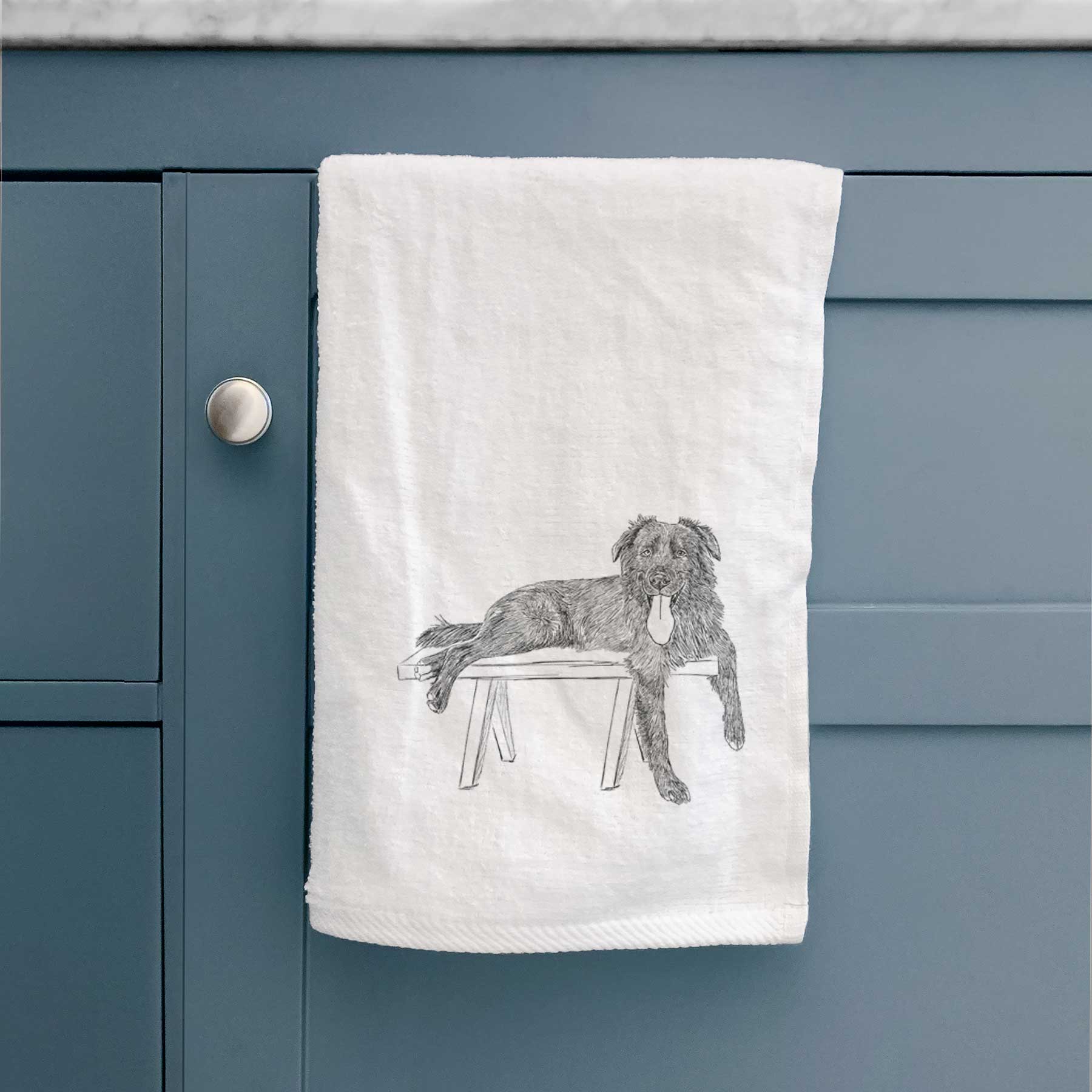 Doodled Millie the Husky Golden Retriever Mix Decorative Hand Towel