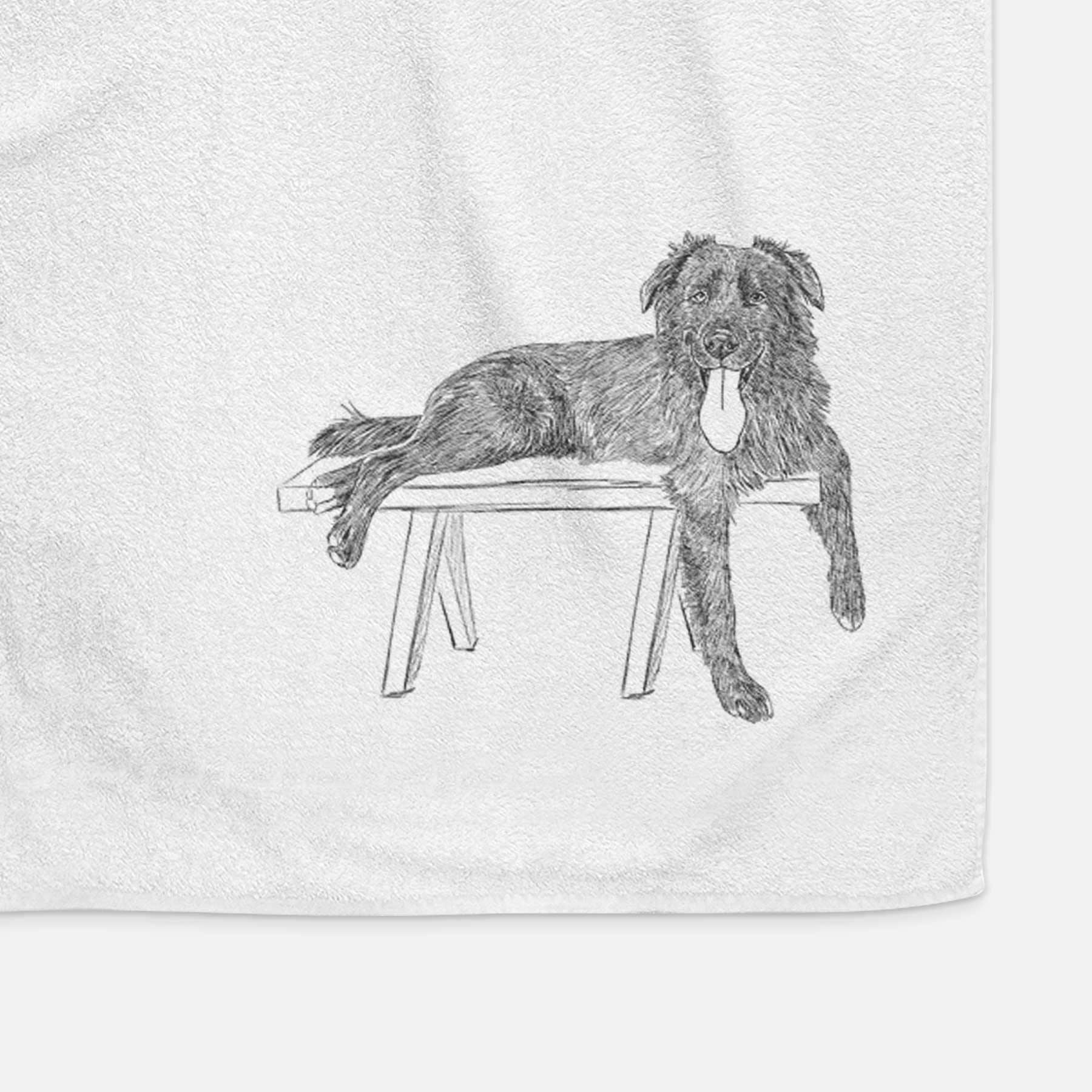 Doodled Millie the Husky Golden Retriever Mix Decorative Hand Towel