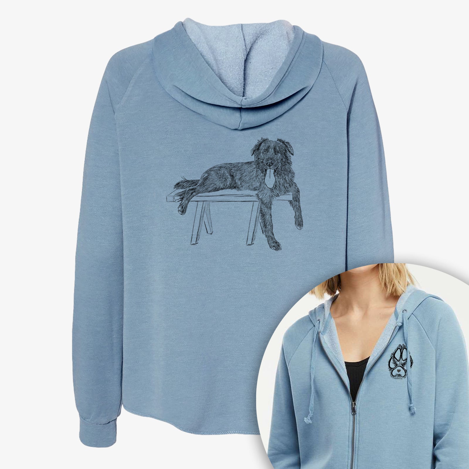 Doodled Millie the Husky Golden Retriever Mix - Women's Cali Wave Zip-Up Sweatshirt