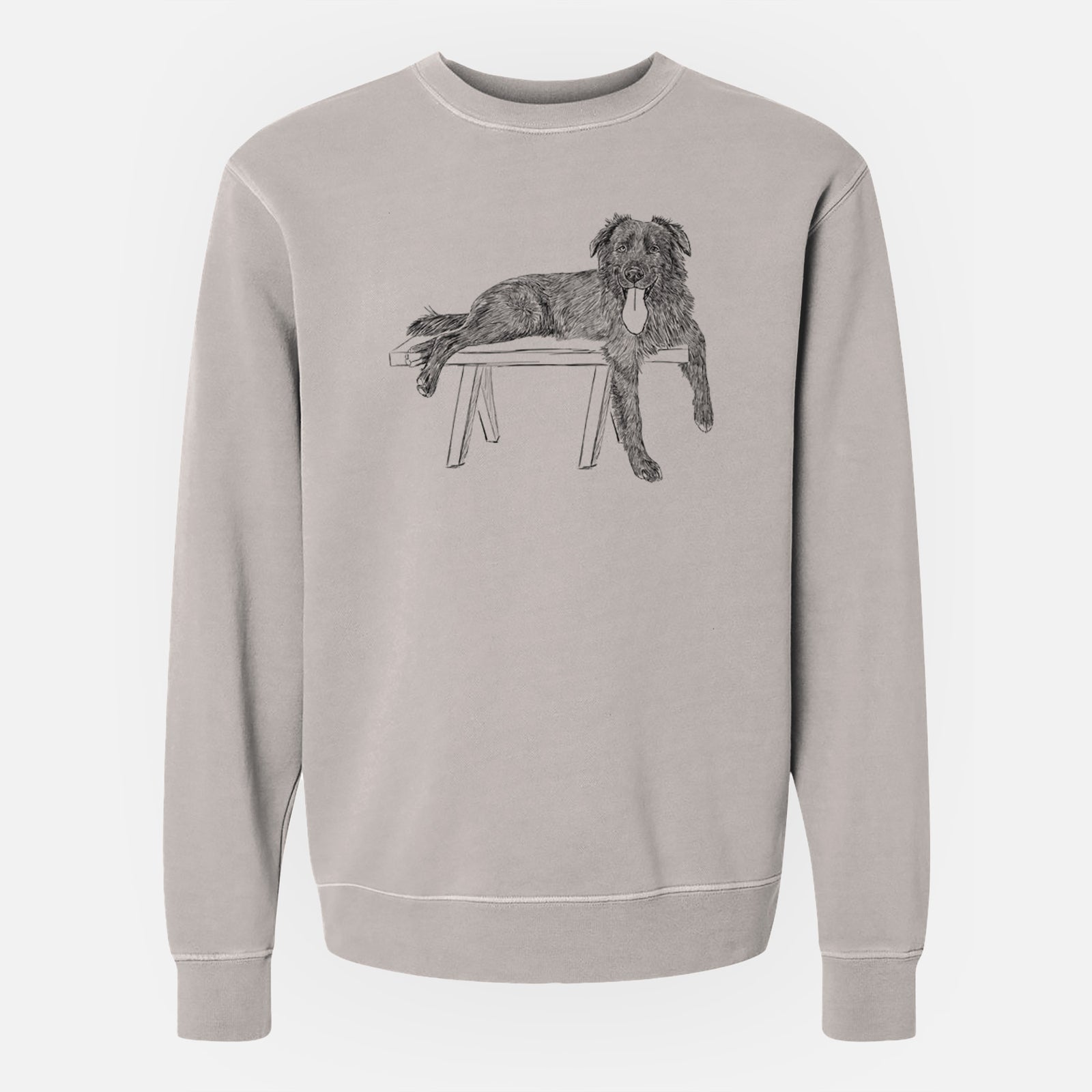 Doodled Millie the Husky Golden Retriever Mix - Unisex Pigment Dyed Crew Sweatshirt